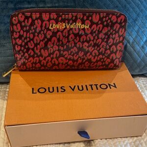 Louis Vuitton Stephen Sprouse Leopard Print Vernis long Zippy Wallet with box